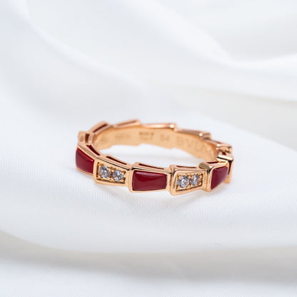 [Revel]SERPENTI RING PINK GOLD CARNELIAN DIAMOND 3MM