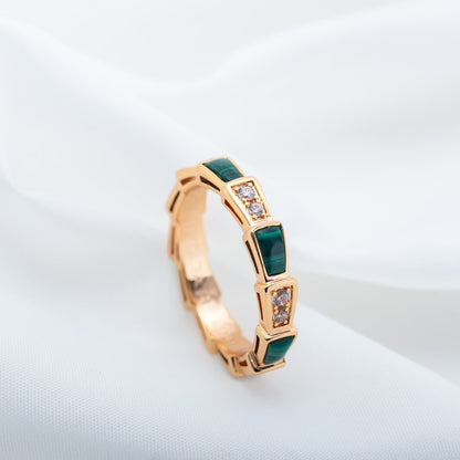[Revel]SERPENTI RING PINK GOLD MALACHITE DIAMOND 3MM