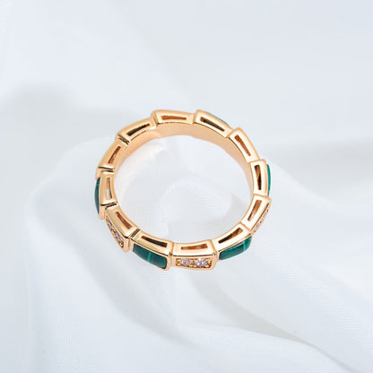 [Revel]SERPENTI RING PINK GOLD MALACHITE DIAMOND 3MM
