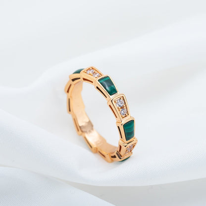 [Revel]SERPENTI RING PINK GOLD MALACHITE DIAMOND 3MM