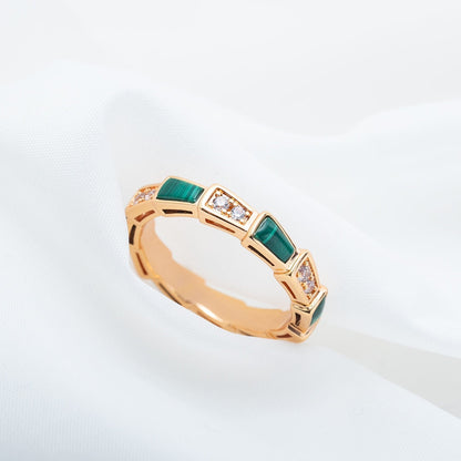 [Revel]SERPENTI RING PINK GOLD MALACHITE DIAMOND 3MM