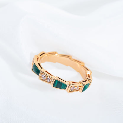 [Revel]SERPENTI RING PINK GOLD MALACHITE DIAMOND 3MM