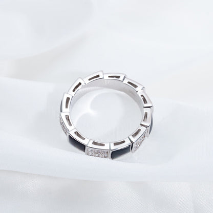 [Revel]セルペンティ リング シルバー ダイヤモンド ブラックマザーオブパール 4mm