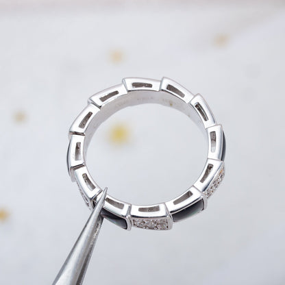 [Revel]セルペンティ リング シルバー ダイヤモンド ブラックマザーオブパール 4mm