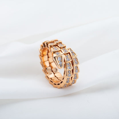 [Revel]SERPENTI RING PINK GOLD DIAMOND DOUBLE ROW