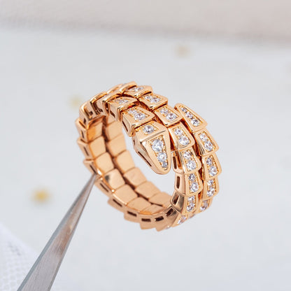 [Revel]SERPENTI RING PINK GOLD DIAMOND DOUBLE ROW