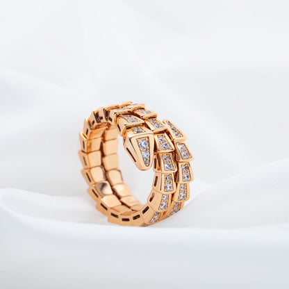 [Revel]SERPENTI RING PINK GOLD DIAMOND DOUBLE ROW