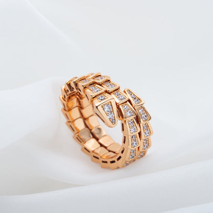[Revel]SERPENTI RING PINK GOLD DIAMOND DOUBLE ROW