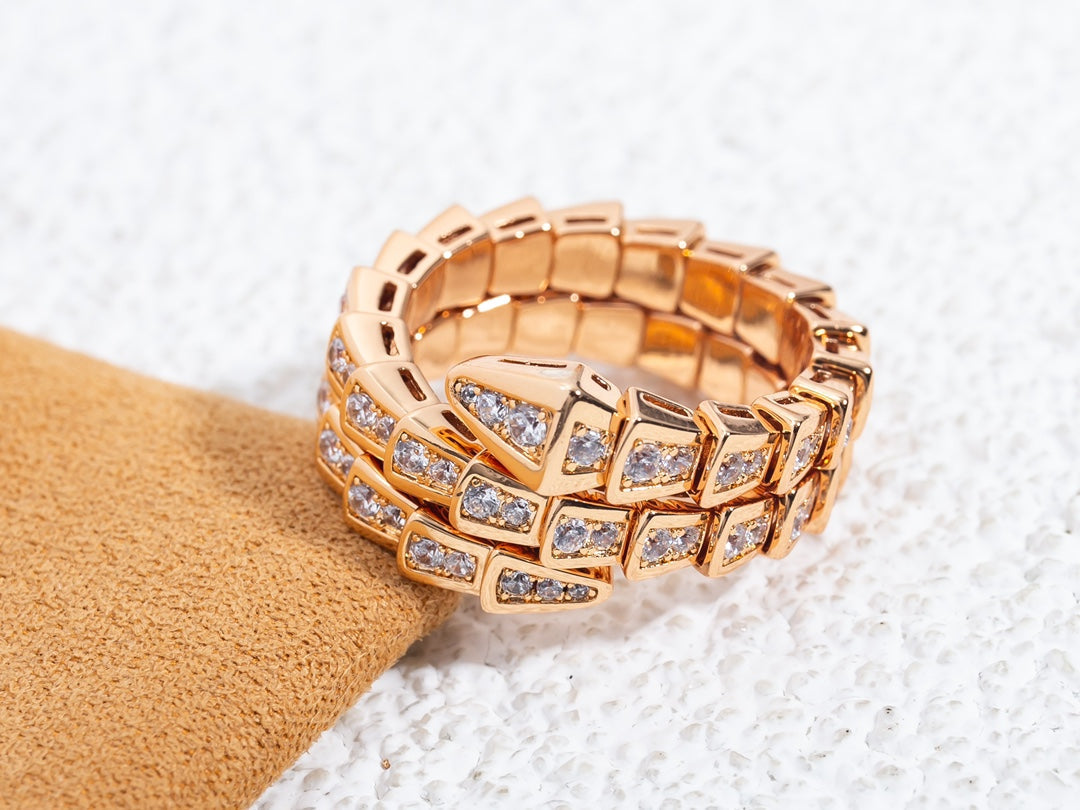 [Revel]SERPENTI RING PINK GOLD DIAMOND DOUBLE ROW