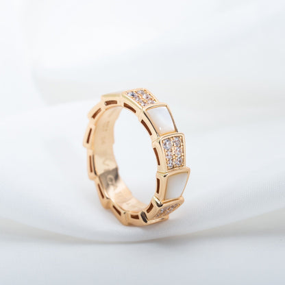 [Revel]SERPENTI RING PINK GOLD MOP DIAMOND PAVED 4MM