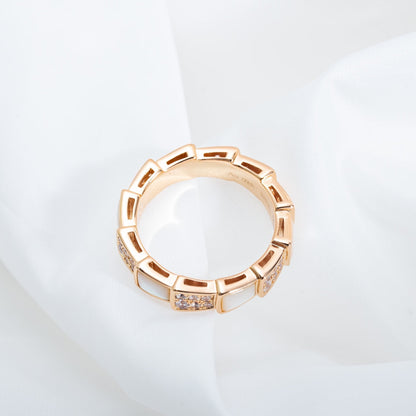 [Revel]SERPENTI RING PINK GOLD MOP DIAMOND PAVED 4MM