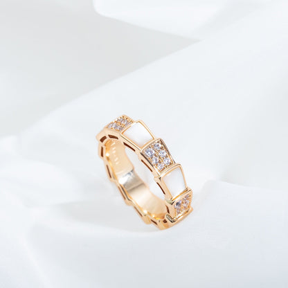 [Revel]SERPENTI RING PINK GOLD MOP DIAMOND PAVED 4MM