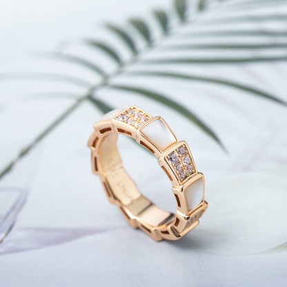 [Revel]SERPENTI RING PINK GOLD MOP DIAMOND PAVED 4MM