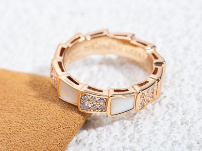 [Revel]SERPENTI RING PINK GOLD MOP DIAMOND PAVED 4MM