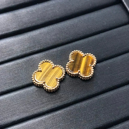 [Revel Jewelry]CLOVER MEDIUM 1 MOTIFS TIGER EYE EARRINGS