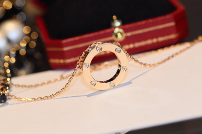 [Revel Jewelry]LOVE HALSKETTE 16MM 6 DIAMANTEN ROSÉGOLD