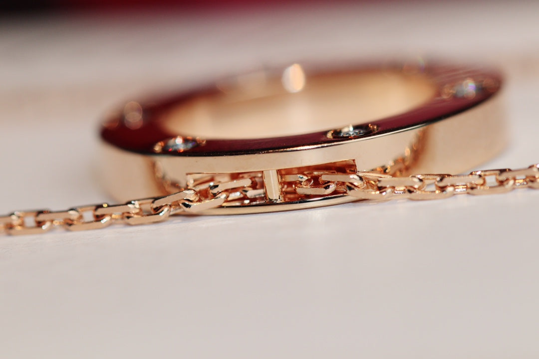 [Revel Jewelry]LOVE HALSKETTE 16MM 6 DIAMANTEN ROSÉGOLD