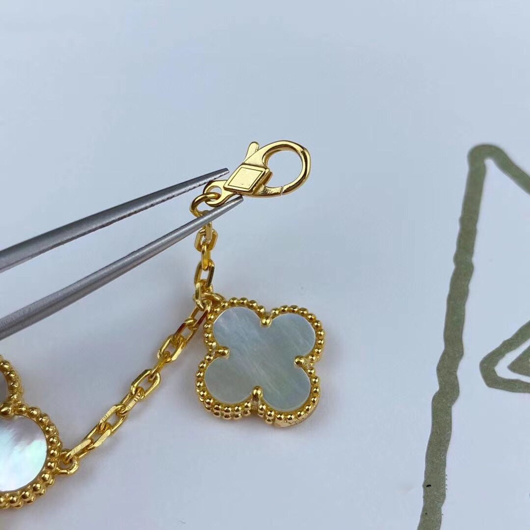 [Revel Jewelry] マジッククローバー MOPゴールドブレスレット 5モチーフ