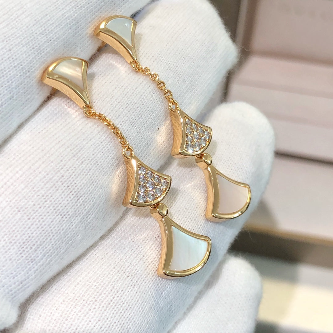 [Revel]ドリームイヤリング、3モチーフ、ダイヤモンド、MOP、ピンクゴールド