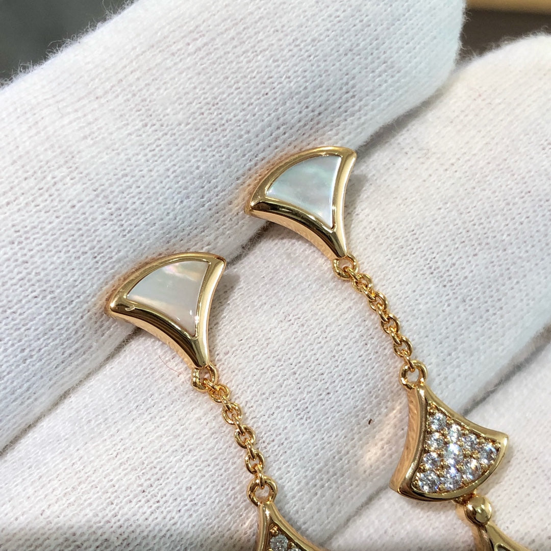 [Revel]ドリームイヤリング、3モチーフ、ダイヤモンド、MOP、ピンクゴールド