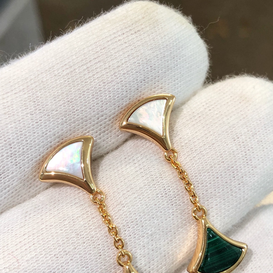 [Revel]ドリーム イヤリング 3モチーフ マラカイト MOP ピンクゴールド