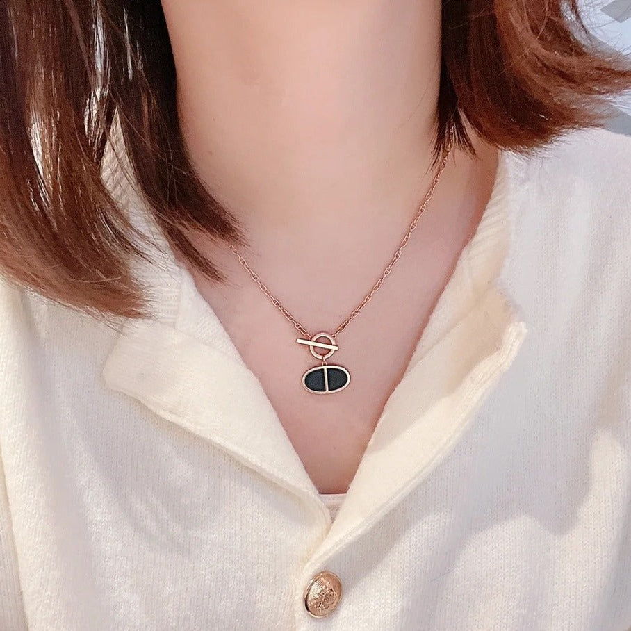 [Revel Jewelry]CHAINE VERSO BLACK CERAMIC NECKLACE