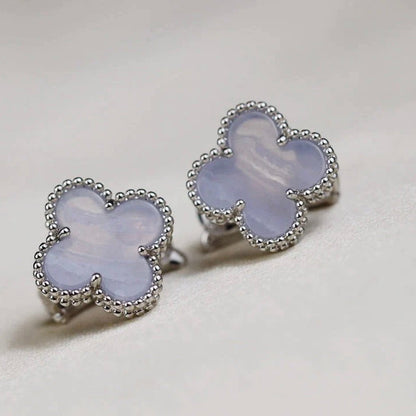 [Revel Jewelry]CLOVER MEDIUM 1 MOTIFS  WHITE MOP EARRINGS SILVER