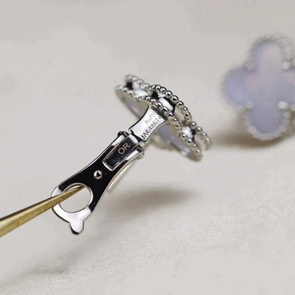 [Revel Jewelry]CLOVER MEDIUM 1 MOTIFS  WHITE MOP EARRINGS SILVER