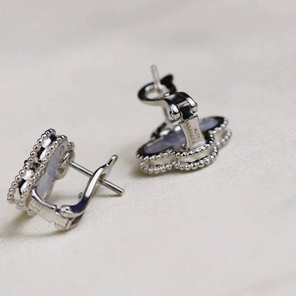 [Revel Jewelry]CLOVER MEDIUM 1 MOTIFS  WHITE MOP EARRINGS SILVER