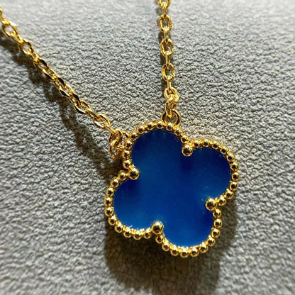 [Revel Jewelry]CLOVER 15MM BLUE AGATE NECKLACE