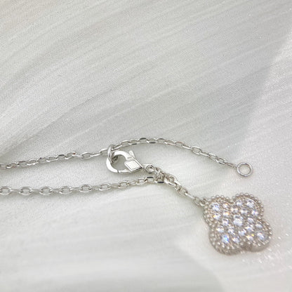 [Revel Jewelry]CLOVER 5 MOTIFS SILVER DIAMONDS NECKLACE