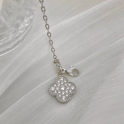 [Revel Jewelry]CLOVER 5 MOTIFS SILVER DIAMONDS NECKLACE
