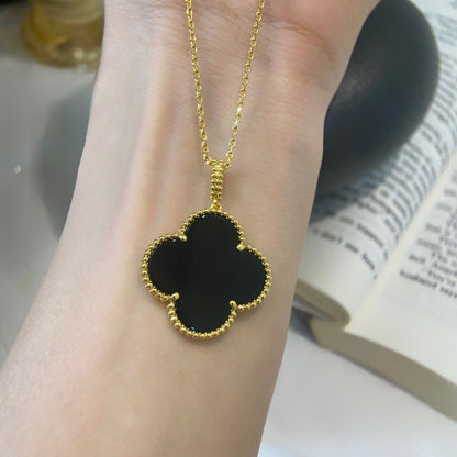 [Revel Jewelry]CLOVER 25MM NECKLACE GOLD ONYX