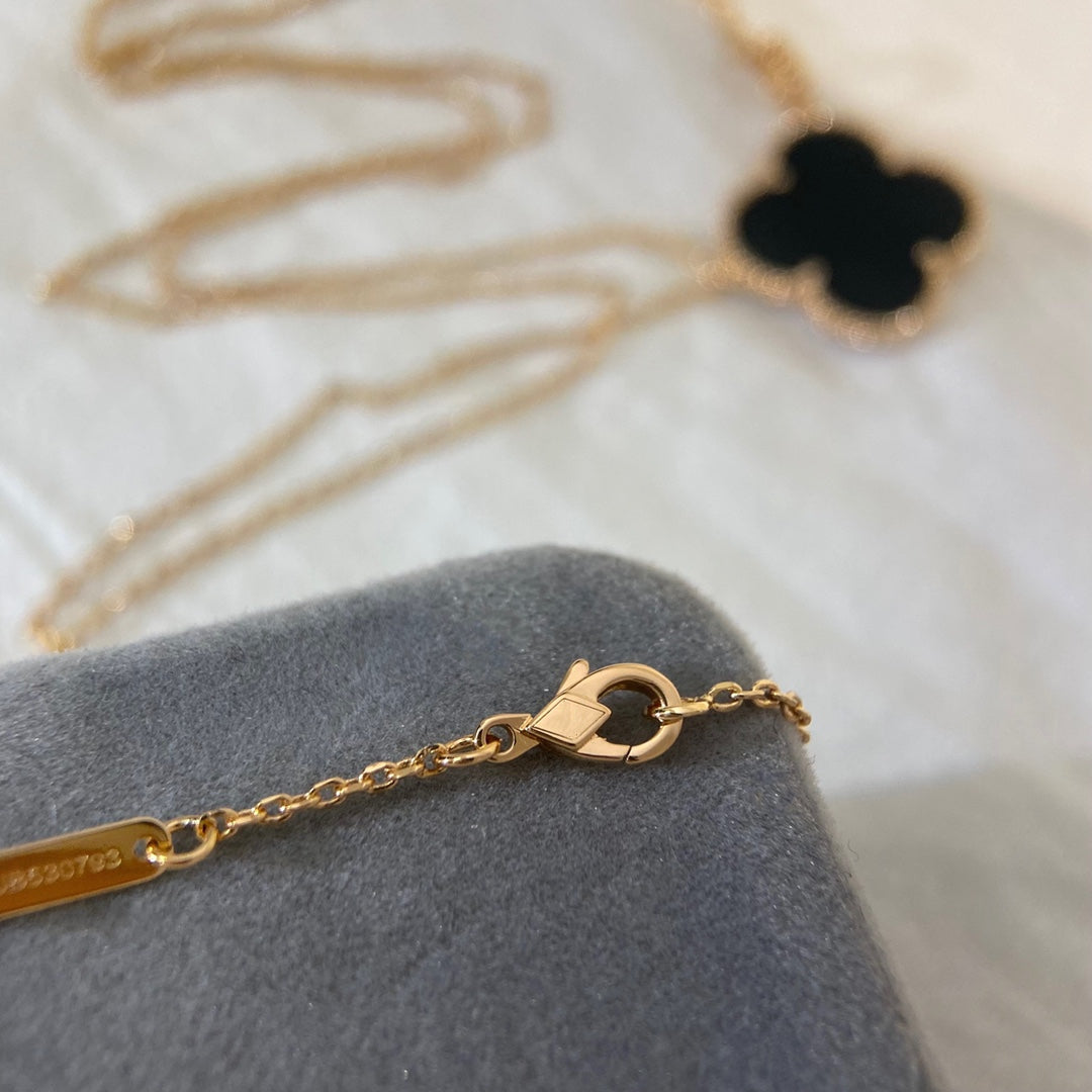 [Revel Jewelry]CLOVER 25MM NECKLACE GOLD ONYX