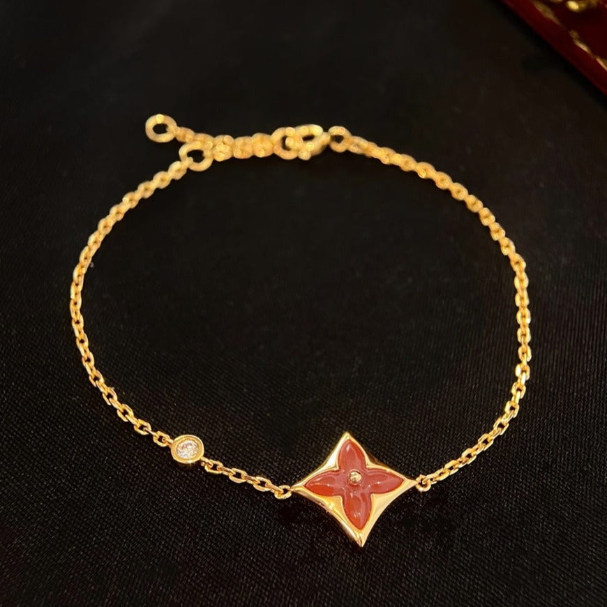 [Revel Jewelry]COLOR STAR CARNELIAN PINK GOLD DIAMOND BRACELET