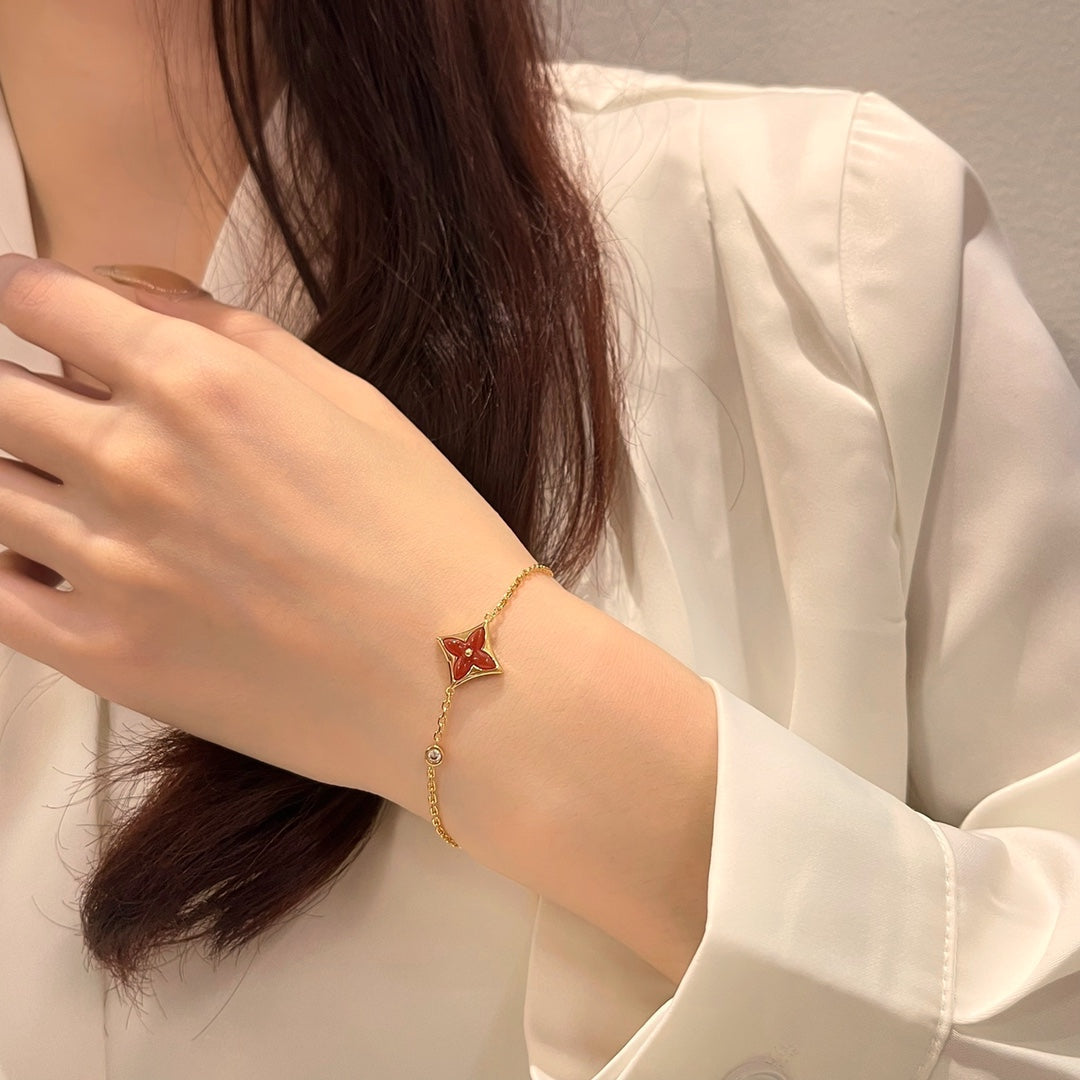 [Revel Jewelry]COLOR STAR CARNELIAN PINK GOLD DIAMOND BRACELET