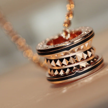 [Revel]ZERO 1 ROCK ANHÄNGER ROSÉGOLD SCHWARZ HALSKEKETTE