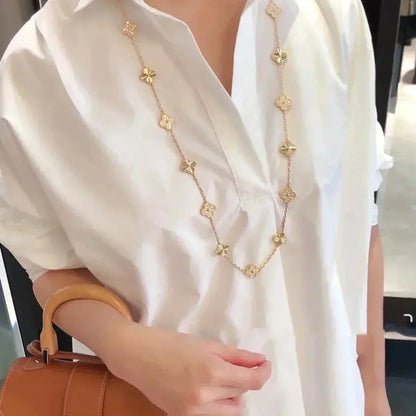 [Revel Jewelry]KLEEBLLATT 20 MOTIVE LASER DIAMANT HALSKETTE