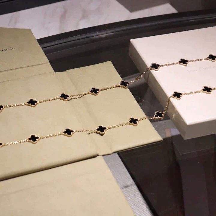 [Revel Jewelry]CLOVER 20 MOTIFS ONYX NECKLACE