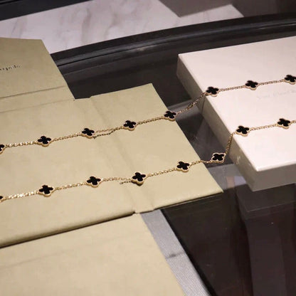 [Revel Jewelry]CLOVER 20 MOTIFS ONYX NECKLACE