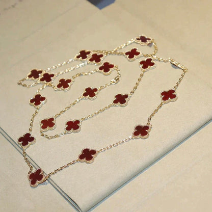 [Revel Jewelry]CLOVER 20 MOTIFS CARNELIAN NECKLACE