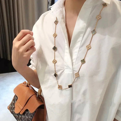 [Revel Jewelry]CLOVER 20 MOTIVE DUNKEL MOP DIAMANT HALSKETTE