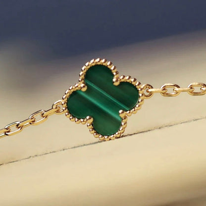 [Revel Jewelry]CLOVER 20 MOTIFS MALACHITE DIAMOND NECKLACE