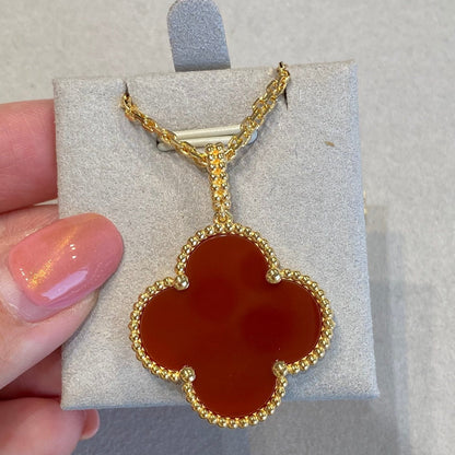 [Revel Jewelry]CLOVER 25MM NECKLACE GOLD CARNELIAN