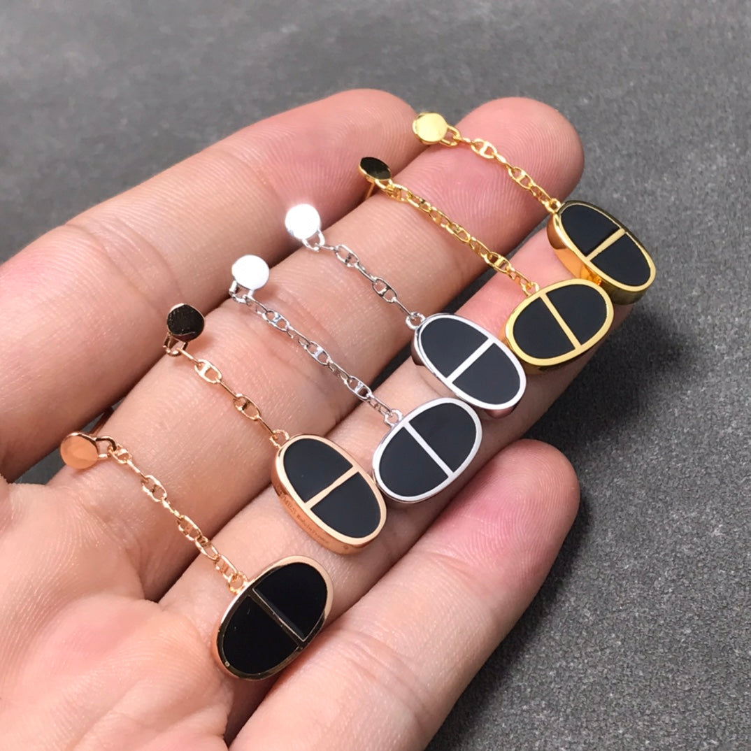 [Revel Jewelry]CHAINE VERSO SCHWARZE KERAMIK-SILBER-OHRRINGE