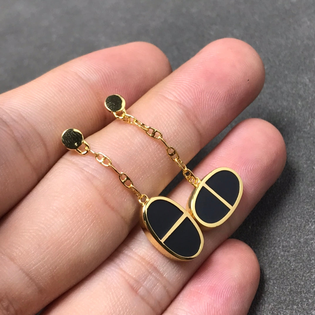 [Revel Jewelry]CHAINE VERSO SCHWARZE KERAMIK-SILBER-OHRRINGE