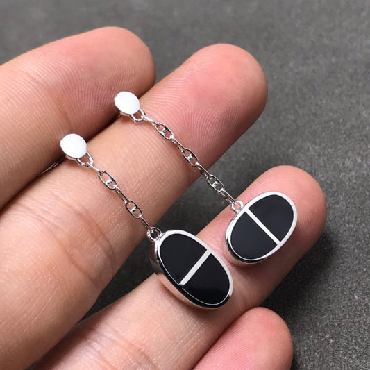 [Revel Jewelry]CHAINE VERSO SCHWARZE KERAMIK-SILBER-OHRRINGE