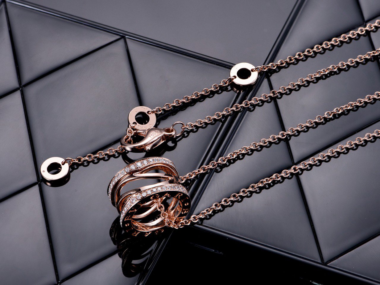 [Revel]ZERO 1 ROSÉGOLD-DIAMANT-OFFENE HALSKETTE