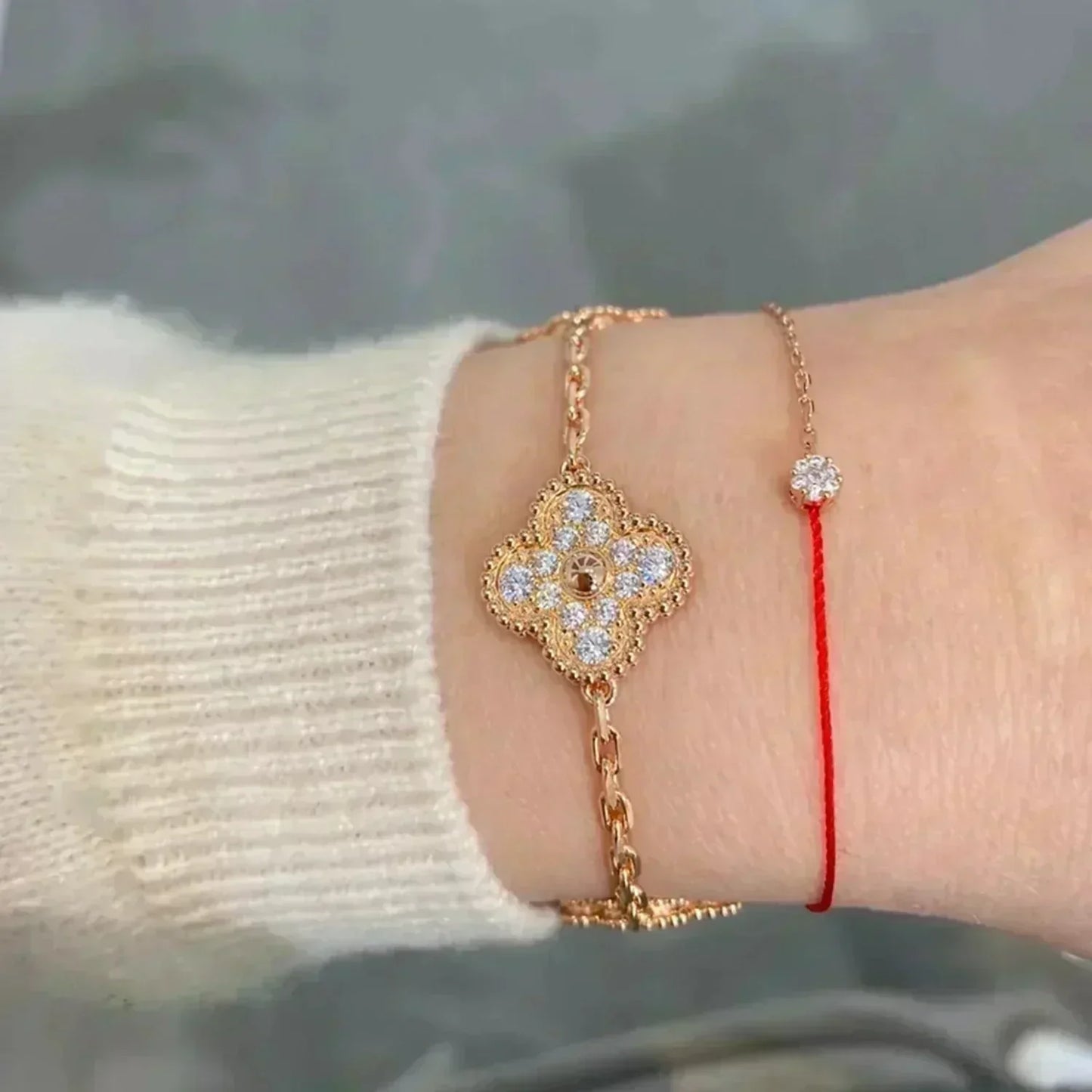 [Revel Jewelry] CLOVER 5 MOTIF FULL DIAMOND BRACELET COLLECTION