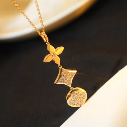 [Revel Jewelry]HALSANHÄNGER STERN UND SONNE AUS ROSÉGOLD MIT DIAMANTEN
